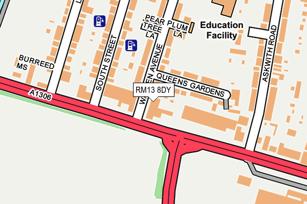 RM13 8DY map - OS OpenMap – Local (Ordnance Survey)