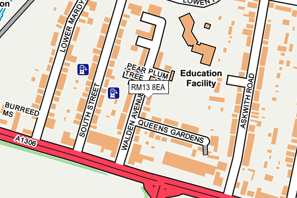 RM13 8EA map - OS OpenMap – Local (Ordnance Survey)