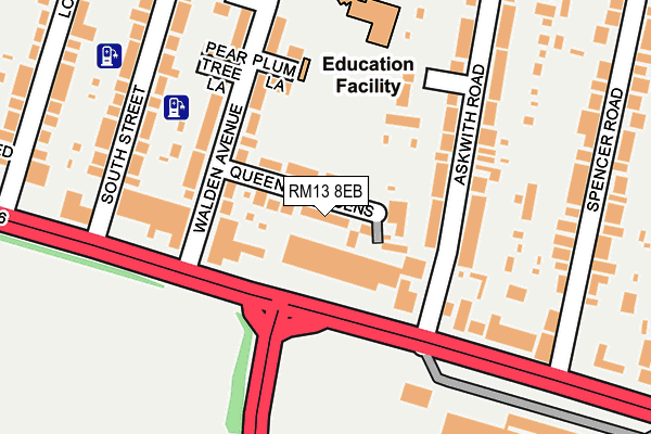 RM13 8EB map - OS OpenMap – Local (Ordnance Survey)