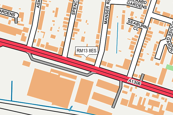 RM13 8ES map - OS OpenMap – Local (Ordnance Survey)