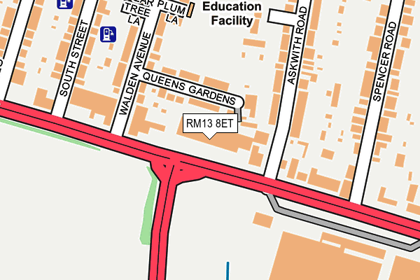 RM13 8ET map - OS OpenMap – Local (Ordnance Survey)
