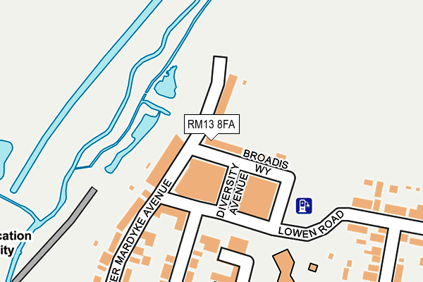 RM13 8FA map - OS OpenMap – Local (Ordnance Survey)