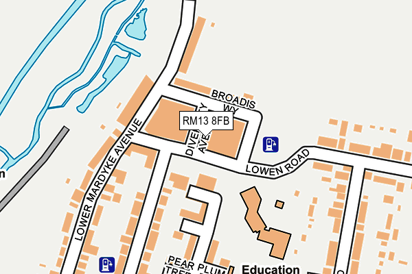 RM13 8FB map - OS OpenMap – Local (Ordnance Survey)