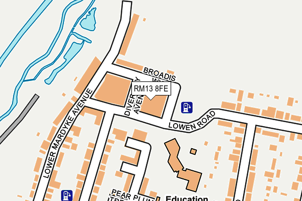 RM13 8FE map - OS OpenMap – Local (Ordnance Survey)