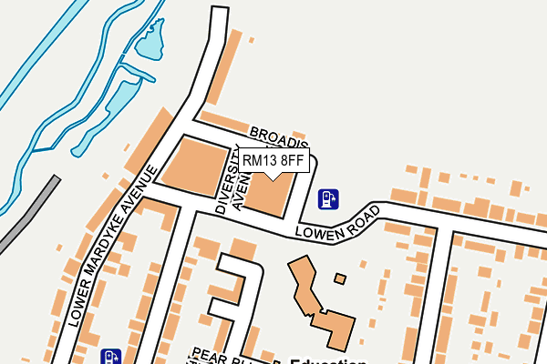 RM13 8FF map - OS OpenMap – Local (Ordnance Survey)