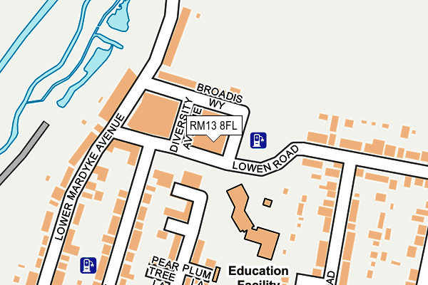 RM13 8FL map - OS OpenMap – Local (Ordnance Survey)