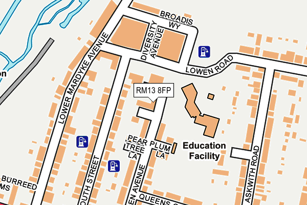 RM13 8FP map - OS OpenMap – Local (Ordnance Survey)