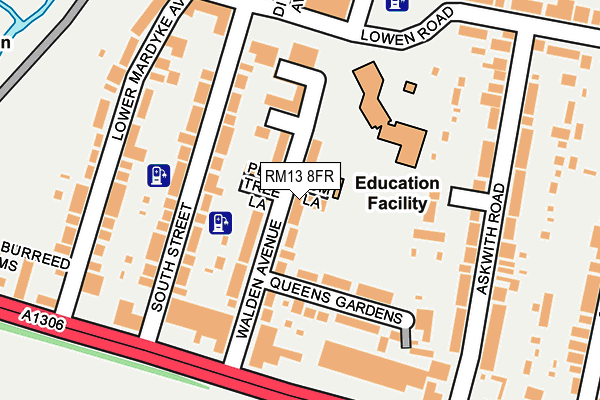 RM13 8FR map - OS OpenMap – Local (Ordnance Survey)