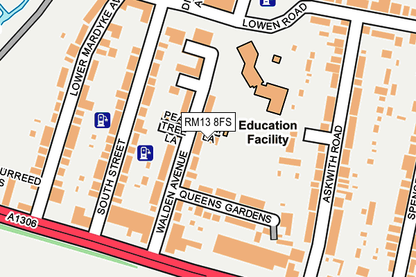 RM13 8FS map - OS OpenMap – Local (Ordnance Survey)