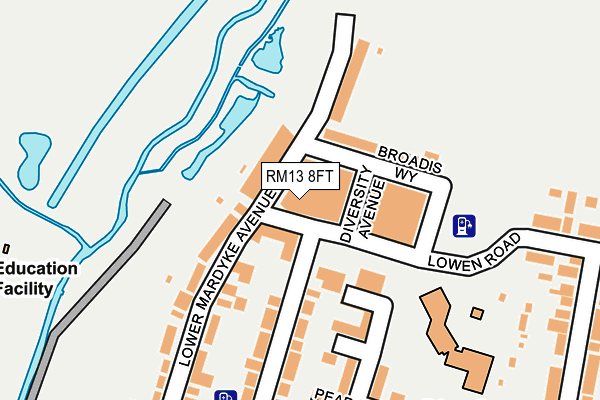 RM13 8FT map - OS OpenMap – Local (Ordnance Survey)