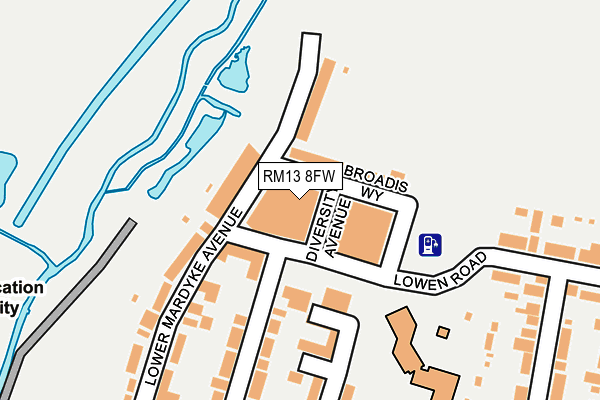RM13 8FW map - OS OpenMap – Local (Ordnance Survey)