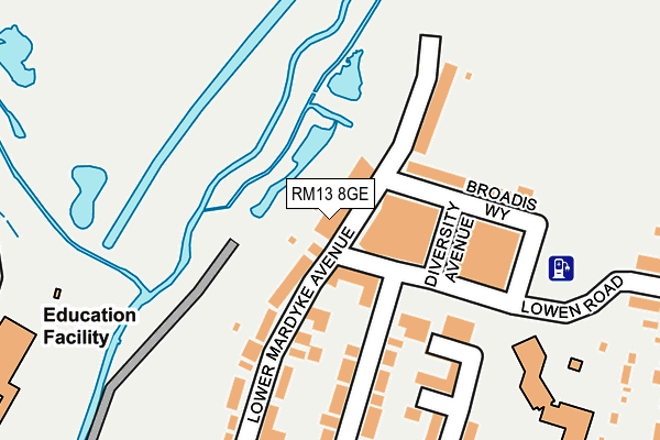 RM13 8GE map - OS OpenMap – Local (Ordnance Survey)