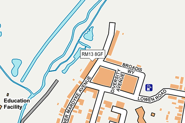 RM13 8GF map - OS OpenMap – Local (Ordnance Survey)