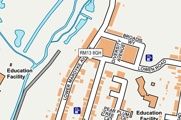 RM13 8GH map - OS OpenMap – Local (Ordnance Survey)
