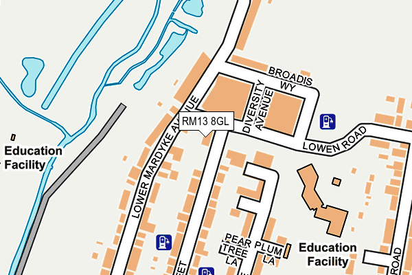RM13 8GL map - OS OpenMap – Local (Ordnance Survey)