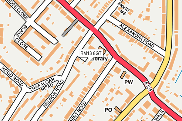 RM13 8GT map - OS OpenMap – Local (Ordnance Survey)