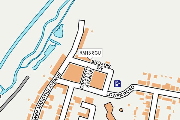 RM13 8GU map - OS OpenMap – Local (Ordnance Survey)