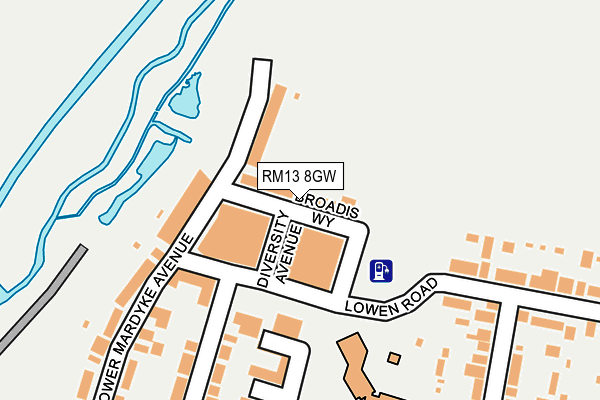 RM13 8GW map - OS OpenMap – Local (Ordnance Survey)