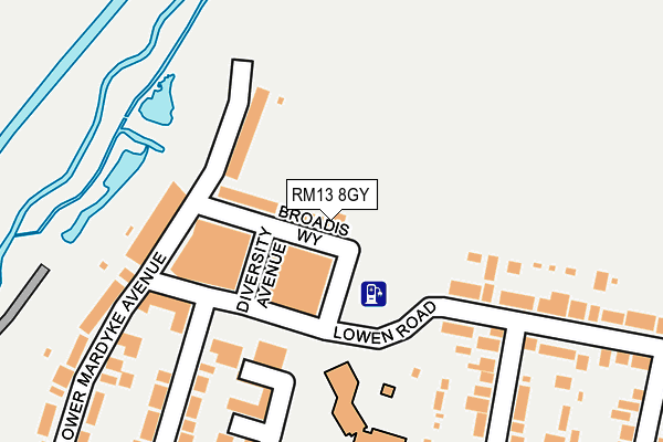 RM13 8GY map - OS OpenMap – Local (Ordnance Survey)