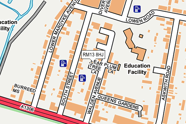 RM13 8HJ map - OS OpenMap – Local (Ordnance Survey)