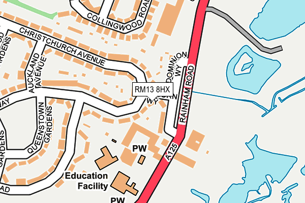 RM13 8HX map - OS OpenMap – Local (Ordnance Survey)