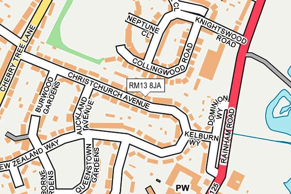 RM13 8JA map - OS OpenMap – Local (Ordnance Survey)