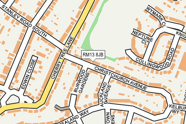 RM13 8JB map - OS OpenMap – Local (Ordnance Survey)