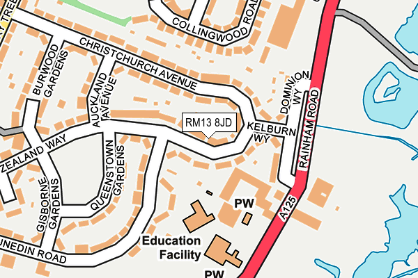 RM13 8JD map - OS OpenMap – Local (Ordnance Survey)