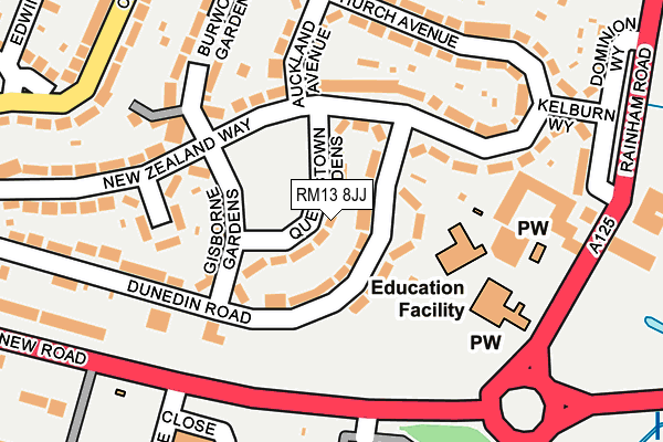 RM13 8JJ map - OS OpenMap – Local (Ordnance Survey)