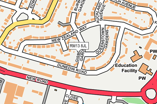 RM13 8JL map - OS OpenMap – Local (Ordnance Survey)