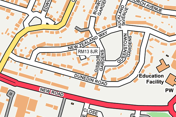 RM13 8JR map - OS OpenMap – Local (Ordnance Survey)