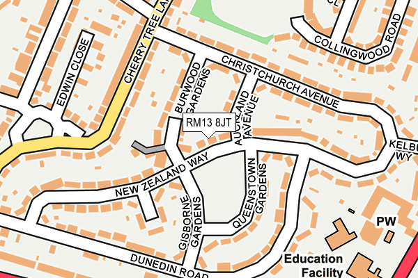 RM13 8JT map - OS OpenMap – Local (Ordnance Survey)