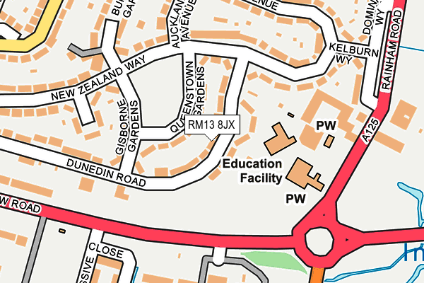RM13 8JX map - OS OpenMap – Local (Ordnance Survey)