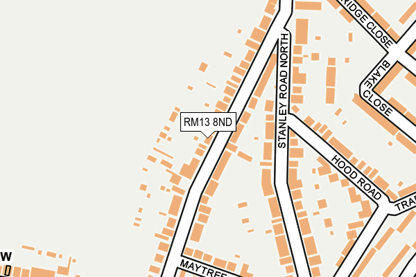 RM13 8ND map - OS OpenMap – Local (Ordnance Survey)