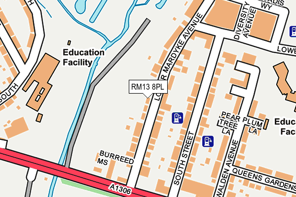 RM13 8PL map - OS OpenMap – Local (Ordnance Survey)