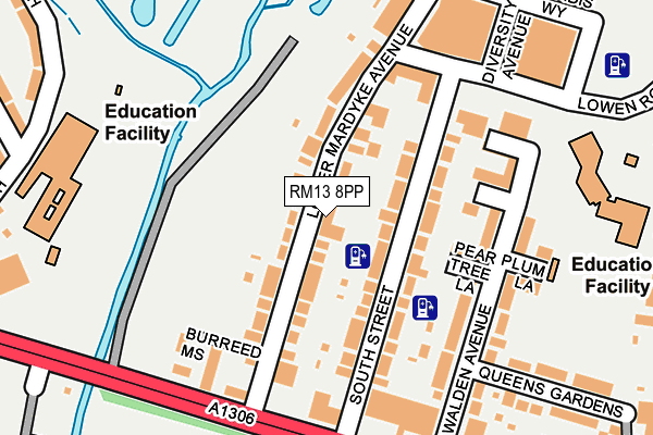 RM13 8PP map - OS OpenMap – Local (Ordnance Survey)