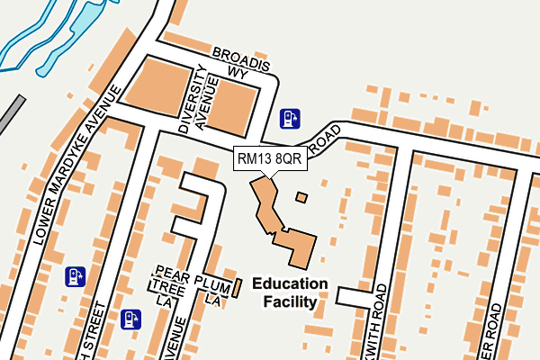 RM13 8QR map - OS OpenMap – Local (Ordnance Survey)