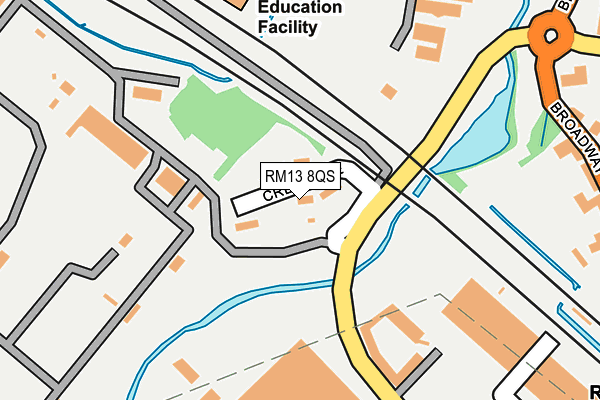 RM13 8QS map - OS OpenMap – Local (Ordnance Survey)