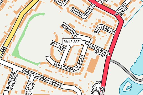 RM13 8SE map - OS OpenMap – Local (Ordnance Survey)