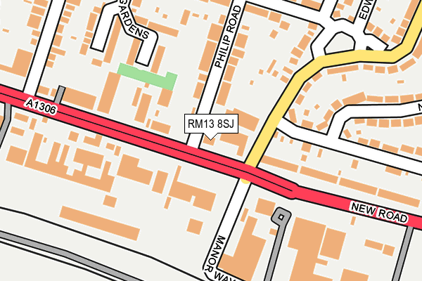 RM13 8SJ map - OS OpenMap – Local (Ordnance Survey)