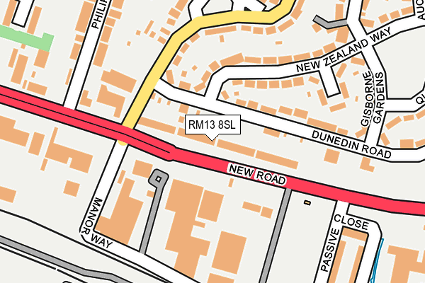 RM13 8SL map - OS OpenMap – Local (Ordnance Survey)