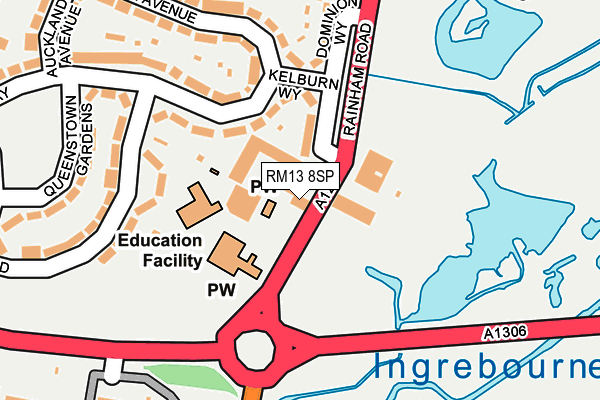 RM13 8SP map - OS OpenMap – Local (Ordnance Survey)