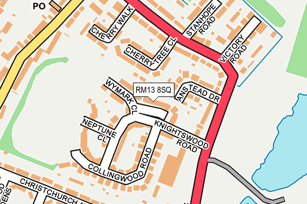 RM13 8SQ map - OS OpenMap – Local (Ordnance Survey)