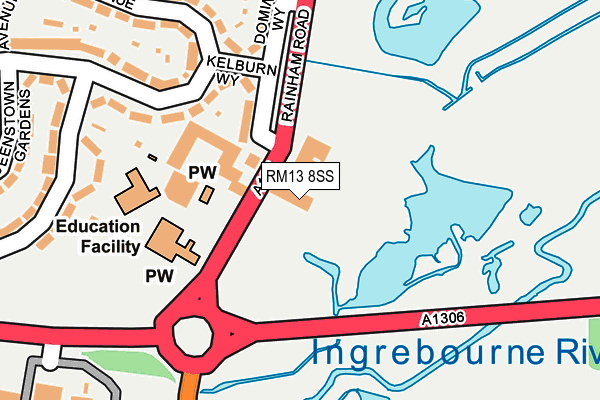 RM13 8SS map - OS OpenMap – Local (Ordnance Survey)