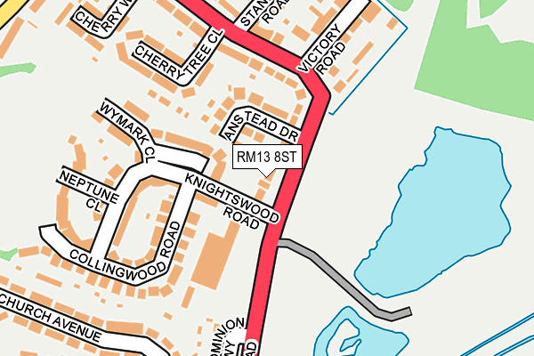 RM13 8ST map - OS OpenMap – Local (Ordnance Survey)
