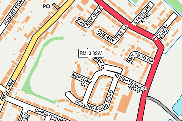 RM13 8SW map - OS OpenMap – Local (Ordnance Survey)