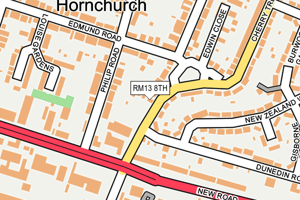 RM13 8TH map - OS OpenMap – Local (Ordnance Survey)