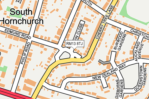 RM13 8TJ map - OS OpenMap – Local (Ordnance Survey)