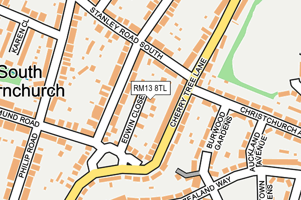 RM13 8TL map - OS OpenMap – Local (Ordnance Survey)
