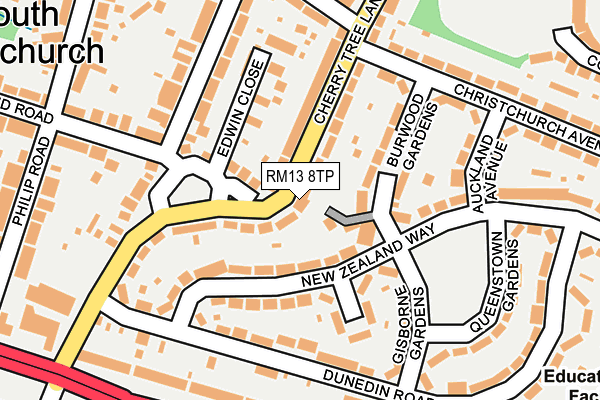 RM13 8TP map - OS OpenMap – Local (Ordnance Survey)